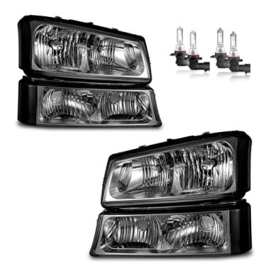 Imagem de Vizotae Conjunto de faróis com lâmpadas para Chevy Silverado1500/2500/3500/1500HD/2500HD, 2003-2006 Avalanche 1500/2500, lado do motorista e passageiro