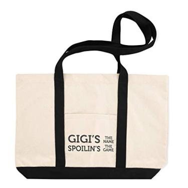 Imagem de Sacola de compras de lona Gigi's The Name Spoiling's Game Gigi's Beach Bags for Women Grandma Gifts, Apenas design preto, One Size