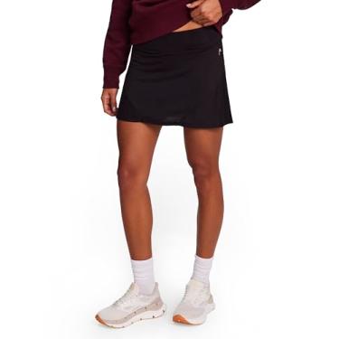 Imagem de Head Short feminino de malha rodada, ajuste relaxado, costura interna de 33 cm, shorts de compressão embutidos com bolsos, Preto, G