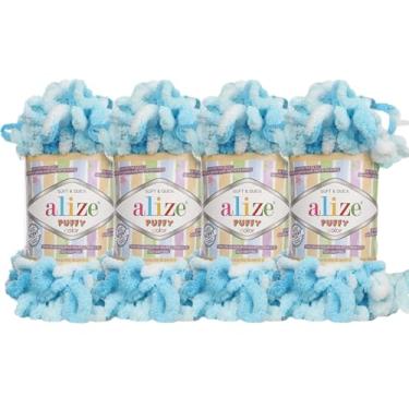 Imagem de Cobertor para bebê Alize Puffy Color Lote de 4 fios 400 g 100 metros 100% micropoliéster fio macio tricotado à mão, 5924, 1