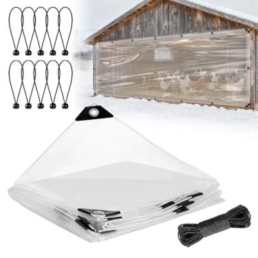 Imagem de Capas para galinheiros de 1,2 x 3 m, acessórios para o inverno - lona impermeável fácil de instalar com cordões elásticos e corda