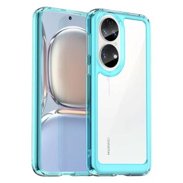 Imagem de Capa para HUAWEI P50, botão de pressão flexível, capa transparente, anti-impressões digitais. Proteção total de 360°