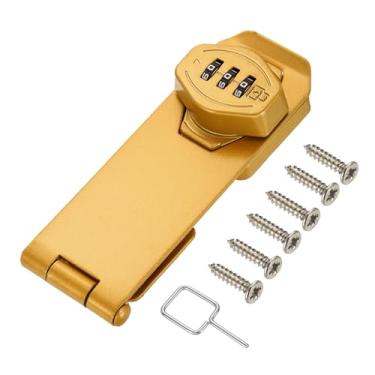 Imagem de PATIKIL Fechadura de combinação de armário sem chave, 12,7 cm, liga de zinco, senha de 3 dígitos, trava de ferrolho para armários, armário, gaveta, armário de cozinha ao ar livre, dourado