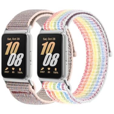 Imagem de 2 pulseiras de relógio de nylon compatíveis com Samsung Galaxy Fit 3, pulseiras de substituição de nylon esportivas macias, respiráveis e ajustáveis, para Galaxy Fit3 SM-R390, para mulheres e homens