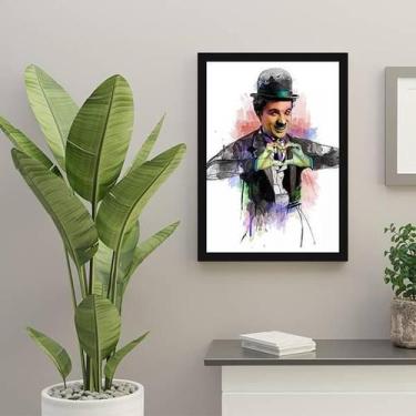 Imagem de Quadro Decorativo Ilustração Charlie Chaplin Coração 34x23cm - Quadros