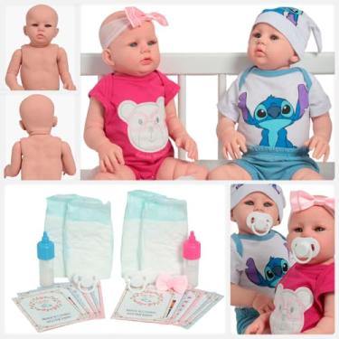 Imagem de Boneca Reborn Gêmeos Abigail Corpo 100% Vinil + Kit Itens