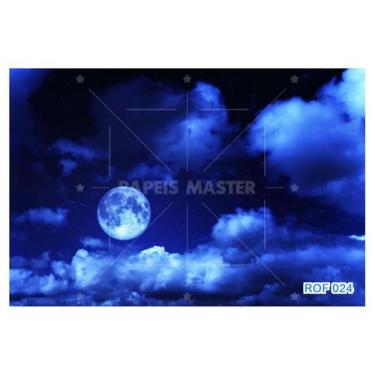 Imagem de Papel De Teto Céu Noite Céu Lua Cheia Nuvens 3,5M Rof24 - Você Decora