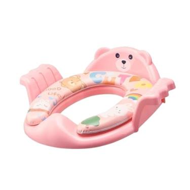 Imagem de menolana Assento sanitário infantil portátil que se adapta à maioria dos vasos sanitários, ideal para treinamento de desfralde em hotéis e ambientes internos, Rosa