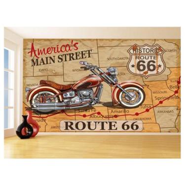 Imagem de Papel De Parede Moto Retrô Arte Gasolina Mapa 3,5M Bkm127 - Você Decor