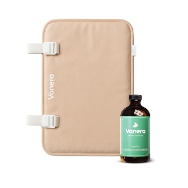 Imagem de Vanera Pacote de óleo de rícino para costas – envoltório traseiro reutilizável para óleo de rícino, parte interna de algodão macio, alças ajustáveis, cabe na parte inferior ou superior das costas