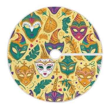 Imagem de Blueangle Saia de poliéster macio com estampa de máscaras de carnaval de 118 cm para decoração de carnaval (35)