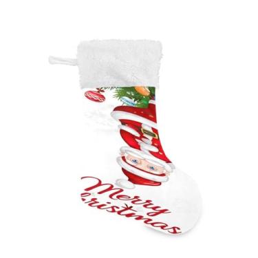 Imagem de GakkiGii Pacote com 2 meias de Natal, Papai Noel, decoração de Natal grande para parede de árvore de lareira, 45 x 31 cm