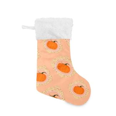 Imagem de GakkiGii Pacote com 2 meias de abóbora de Natal, decoração de Natal grande para parede de lareira de árvore, 45 x 31 cm