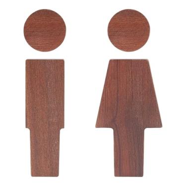 Imagem de WADORN Decalques de banheiro de madeira masculinos e femininos, adesivo de café de 18 cm, placa de banheiro masculina e feminina, placas de banheiro para banheiro, banheiro, escritório, placa de