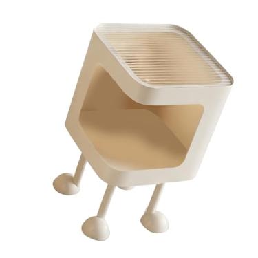 Imagem de Generic Mini Mesa Lateral, Mesa de Cabeceira de Metal Com Prateleira Aberta e Armazenamento de 2 Camadas, Mesa de Cabeceira Moderna para Espaços Pequenos, Decoração de Quarto de Sala (Vidro Branco e