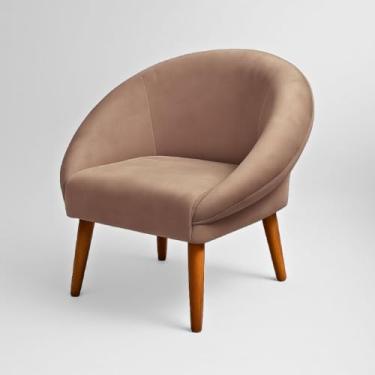 Imagem de Poltrona Cadeira Moderna Estofada em Veludo para Sala de Espera Confortável e Resistente — Estrutura Reforçada (Rose)