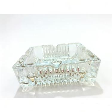 Imagem de Cinzeiro de vidro compacto, vidro transparente e liso para fácil transporte, adequado para casas, mesas, bares, restaurantes e espaços compactos