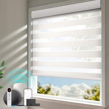 Imagem de CITOLEN Persianas motorizadas com controle remoto, persiana de zebra integral para janelas, persiana automática inteligente de tamanho personalizado para controle remoto de janela, persianas de zebra