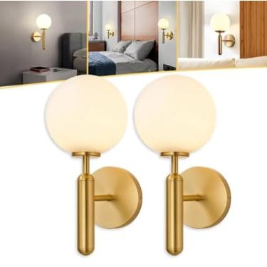 Imagem de Kit 2 Luminária Arandela Jabuticaba Gold Globo Parede 3 Em 1