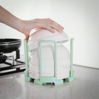 Imagem de Escorredor de Pratos Giratório Ajustável 360° em Verde Claro – Compacto, Moderno e Ideal para Cozinhas Pequenas | Organizador de Louças e Utensílios