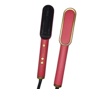 Imagem de Escovas de Cabelo Escova Elétrica Alisadora De Cabelo Chapinha Temperatura Ajustável(Vermelho)