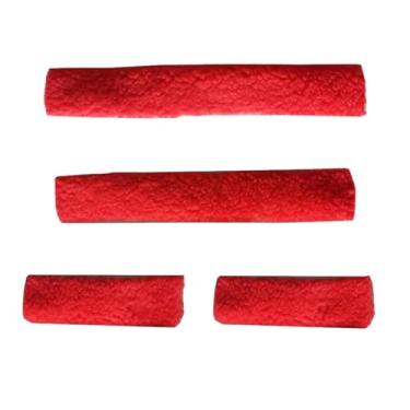 Imagem de Dynwave Conjunto de 4 protetores de focinho para cabresto de cavalo, acolchoados, profissionais e fáceis de instalar. Acessórios para arreios, Vermelho