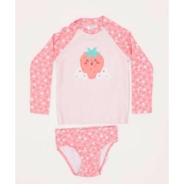 Imagem de Conjunto Infantil Praia Proteção UV TAM 1 a 4-87006 - MARISA, 3, Rosa