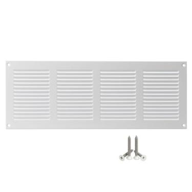 Imagem de LIRAST Capa de ventilação de 35 x 10 cm com tela integrada - grade de retorno de ar branca para parede ou teto - Registro de ventilação HVAC retangular de metal - Dimensões externas: 40 cm L x 15 cm A