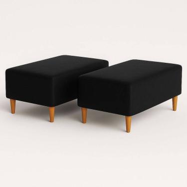 Imagem de Kit 2 Puffs Bela Manu Madri Pés Palito Couro-Vegano Preto