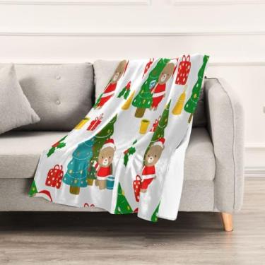 Imagem de Wassud Cobertores e mantas de Natal de 152 x 228 cm, cobertor de urso fofo para sofá, cobertor quente e aconchegante de lã de pelúcia para cama, sofá, cadeira, decoração de casa