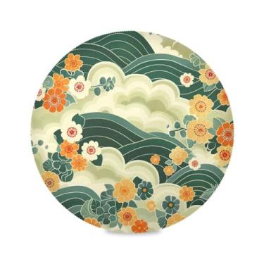 Imagem de Wassud Jogo americano verde ondas tapetes de mesa redondos para cozinha e jantar tapetes laváveis resistentes ao calor decoração de mesa 39 cm