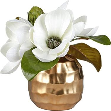 Imagem de LMJYU Flores artificiais para decoração de flores artificiais arranjos de flores artificiais com vaso decoração de vaso de flores falsas para decoração de casamento DIY centros de mesa artificiais