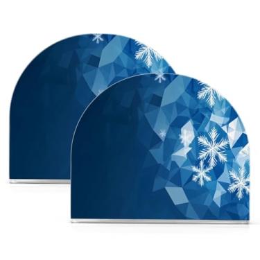 Imagem de Wassud Porta-guardanapos de acrílico geométrico de flocos de neve de Natal, dispensador de guardanapo de papel moderno em forma de U para mesa, cozinha, sala de jantar, bancada 2 peças (comporta 50-60