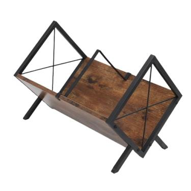 Imagem de GLOGLOW Rack de Armazenamento de Discos, Placa Marrom Resistente e Prateleira de Ferro para 80 álbuns, Organizador que Economiza Espaço Com Design retrô para Discos de Vinil, Livros, Revistas,