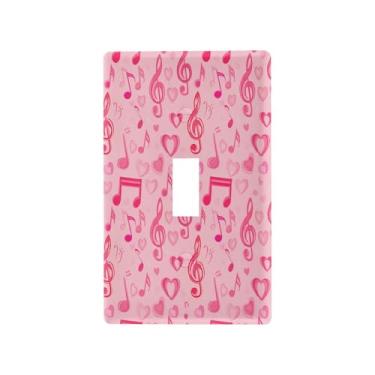 Imagem de Wassud Notas musicais e corações interruptor de luz placa decorativa para tomada placa de parede para tomadas elétricas interruptor único 4,53 x 2,76 polegadas