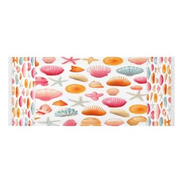 Imagem de Wassud Capas coloridas para lavadora e secadora Sea Shells, protetor de lavadora com sacos de armazenamento, capa de geladeira à prova de poeira com bolsos para lavanderia doméstica, cozinha, 120 x 55