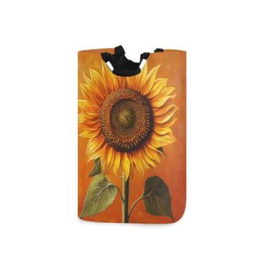 Imagem de CEBUGI Cesto de lavanderia de girassol com alças cesto de roupa suja dobrável para roupas, quarto, banheiro, dormitório