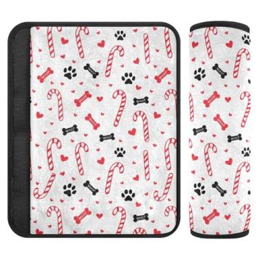 Imagem de Burbuja Capa para cinto de segurança de carro Candy Cane Protetor de cinto de segurança macio confortável para alça de ombro de assento, 1 par médio