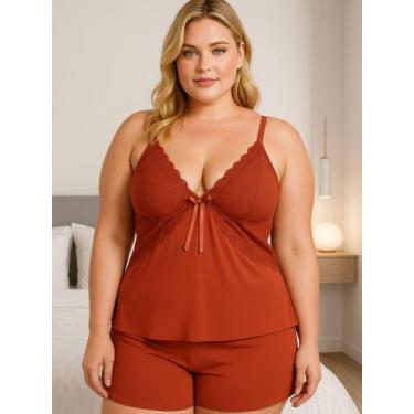 Imagem de Baby Doll Plus Size Espera Marido Short - c12 SIMONE, Terra, 50/52 GG