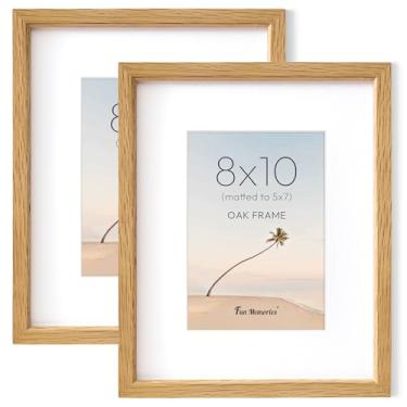 Imagem de Fun Memories Conjunto de 20 x 25 porta-retrato de madeira de carvalho maciça natural com vidro temperado HD, moldura de madeira simples moderna 20 x 25 cm fosca para 13 x 17 cm, tela de parede ou mesa