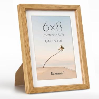 Imagem de Fun Memories Porta-retrato 15 x 20 cm, moldura de madeira de carvalho maciça natural com vidro temperado HD, moldura de madeira simples moderna 15 x 20 cm fosca para 13 x 17 cm, tela de parede ou mesa