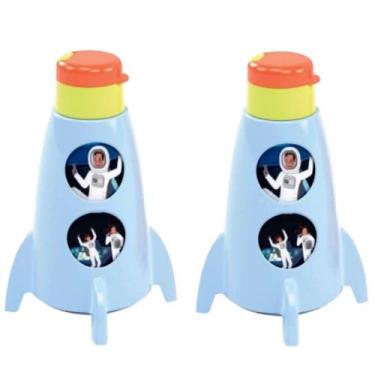Imagem de Garrafinha de Foguete Infantil com Janelinhas 320ml - Kit com 2 - Plas