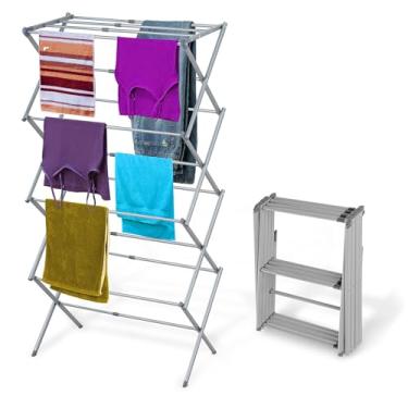 Imagem de BLACK+DECKER Estante de secagem de roupas expansível de 4 camadas, altura telescópica, secador de ar de lavanderia dobrável com economia de espaço para toalhas, camisas e delicados – aço durável, sem