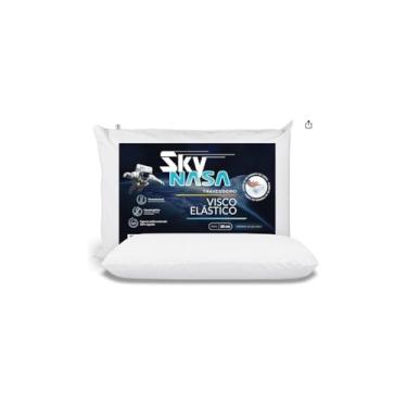 Imagem de Travesseiro Viscoelástico Basic Sky, Espuma de Alta Densidade, Branco, 42x63x10 cm, Capa 100% Algodão, Hipoalergênico, Termossensível