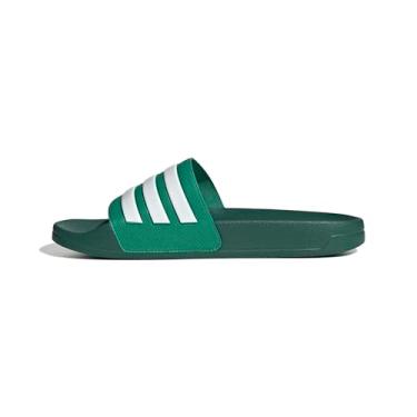 Imagem de adidas Chinelos de chuveiro unissex Adilette para adultos, Verde/branco/verde universitário, 6 Women/5 Men