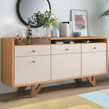 Imagem de Balcão Aparador Buffet 2 Portas Sollare Off White/cinamomo - Hb Móveis