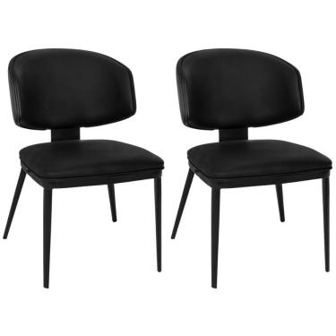 Imagem de Kit 2 Cadeiras De Jantar Estofada Siena Design Italiano Encosto Flutuante Com Espuma De Alta Densidade - Preto