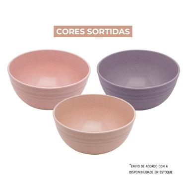 Imagem de Jogo 6 Bowl De Bambu Ecológico Resistente Não Quebra Bege Lines Tigela Lyor 750ml