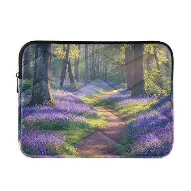 Imagem de Capa acolchoada para laptop florescendo lavanda floresta à prova de choque capa protetora para notebook bolsa para laptop 14 polegadas