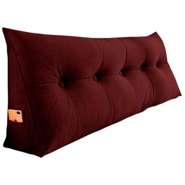 Imagem de Almofada Para Cabeceira Encosto Apoio Lombar Spot 160cm Com Porta Celular Suede - Abmaza Cor Vermelho Escuro